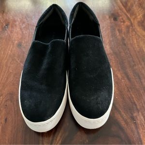 Vince black platform slipons